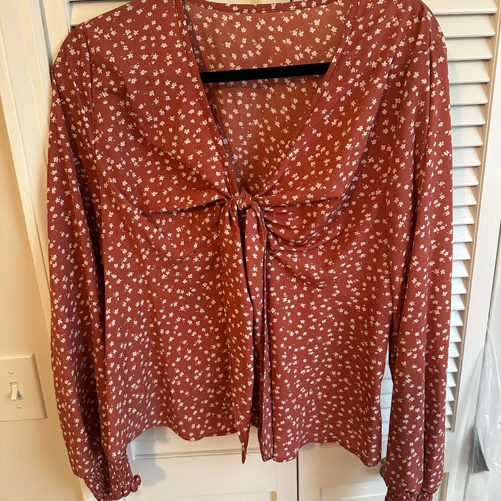 SHEIN Rust Floral Blouse